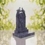 Arch Shape Granite Headstone with Doves