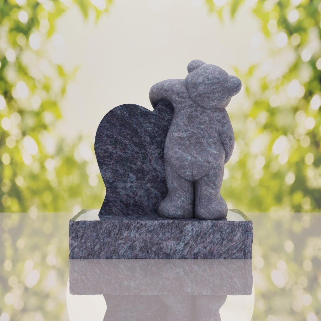 Lápida infantil con oso y corazón