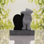 Lápida infantil con oso y corazón