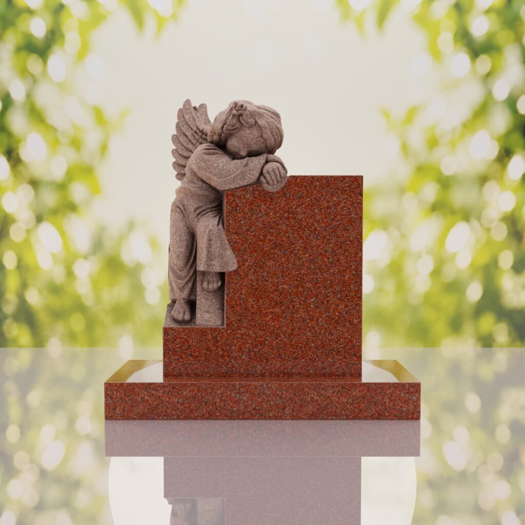 Sleeping Angel Upright Headstone
