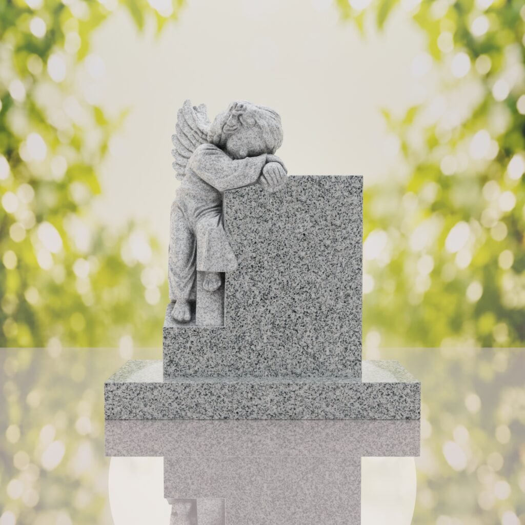 Sleeping Angel Upright Headstone