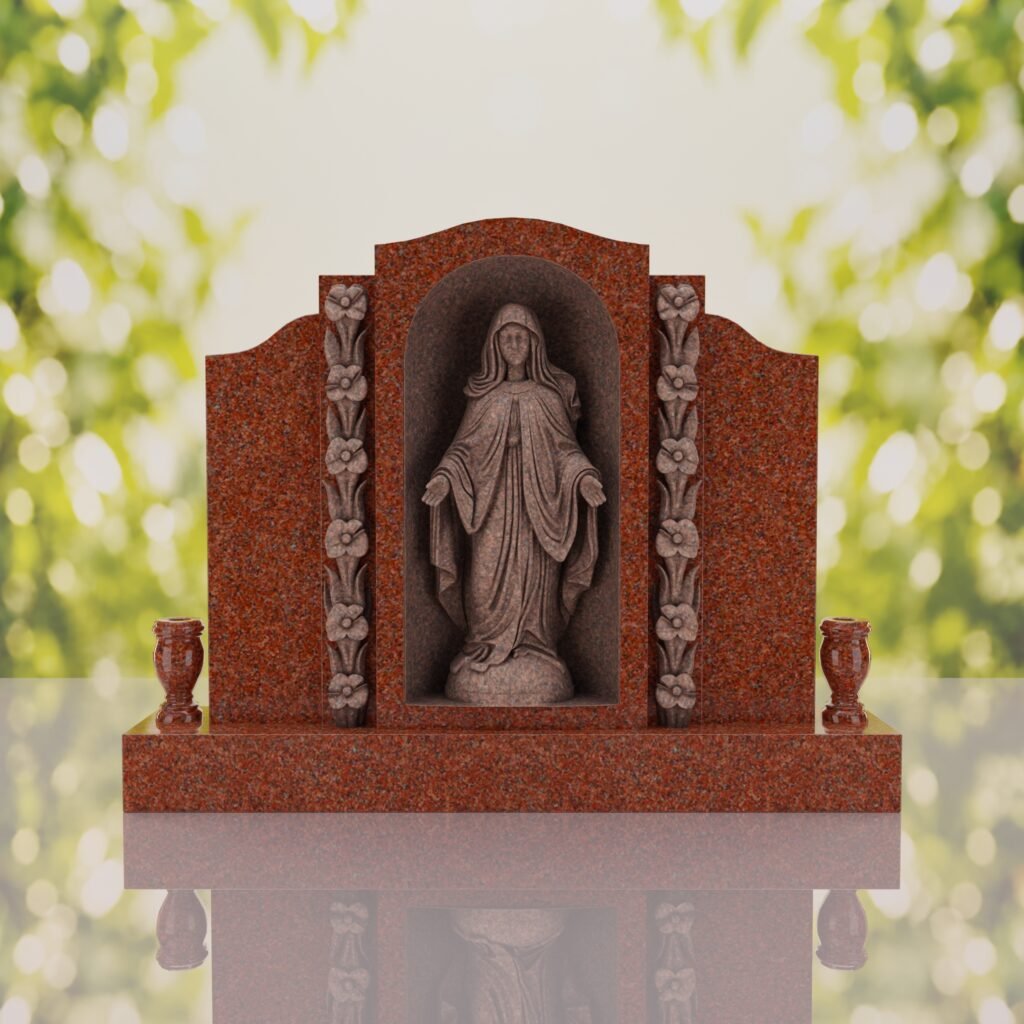 Lápida vertical doble con la Virgen