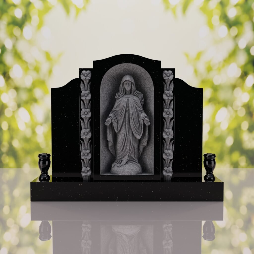 Lápida vertical doble con la Virgen