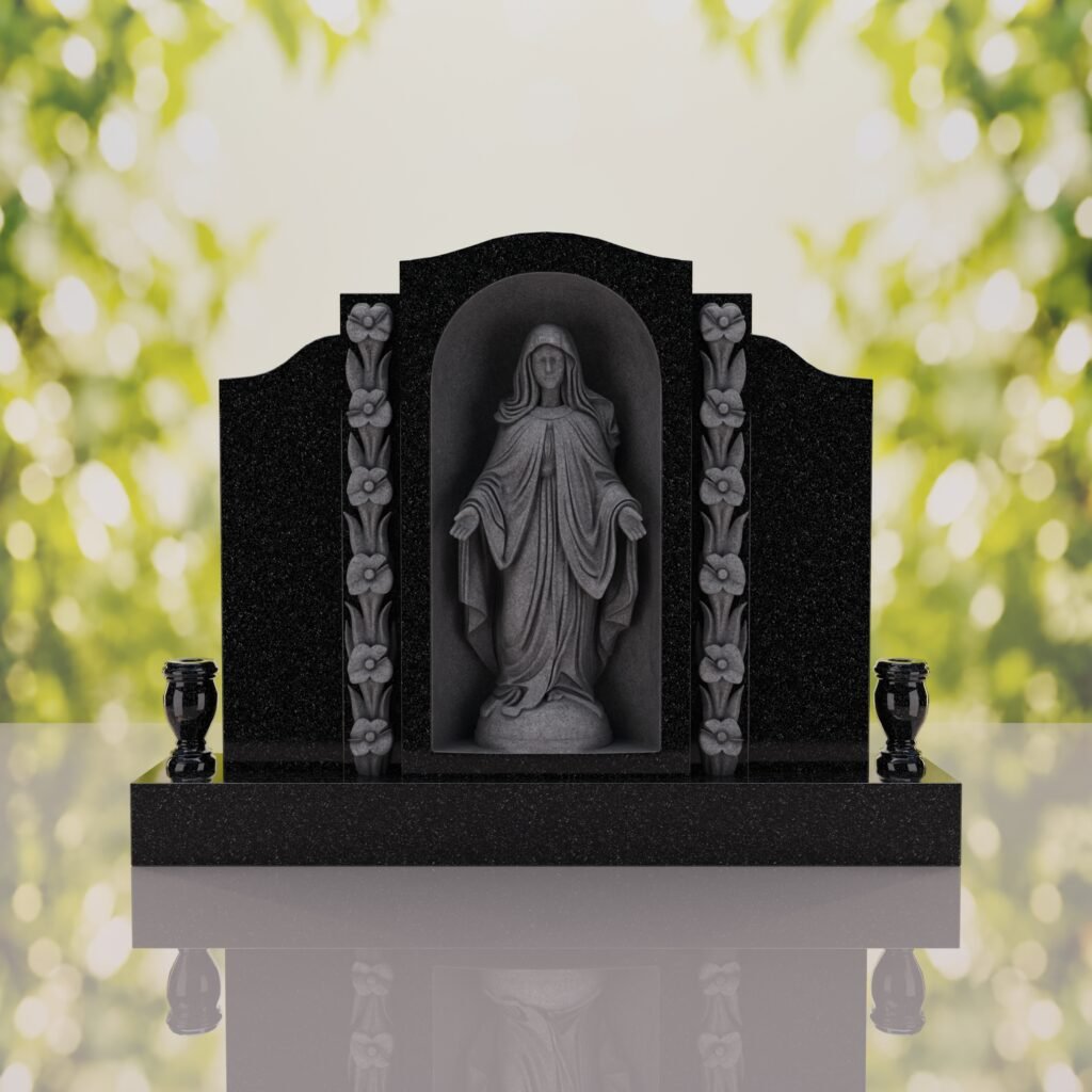 Lápida vertical doble con la Virgen
