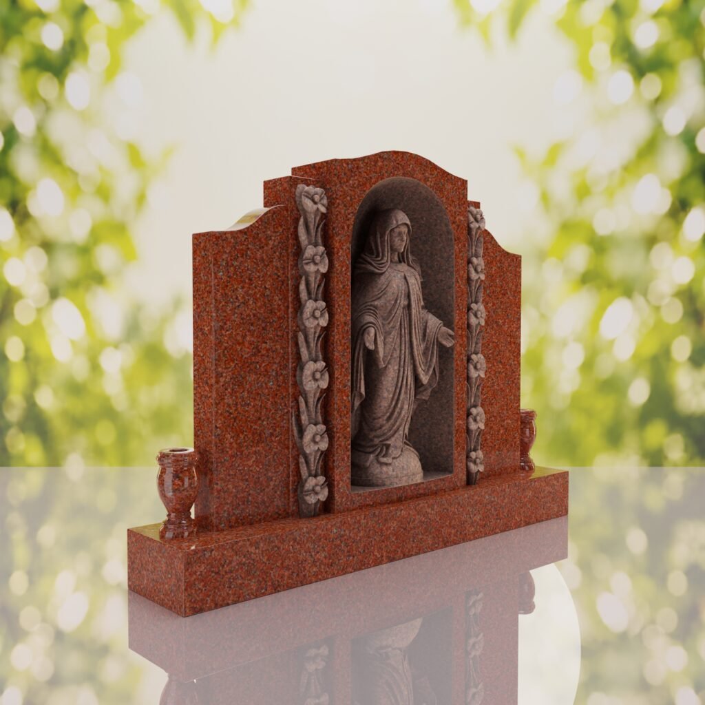 Lápida vertical doble con la Virgen