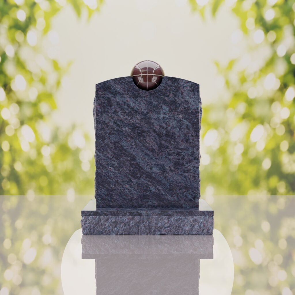 Modern Memorial Headstone with Ball Accent
