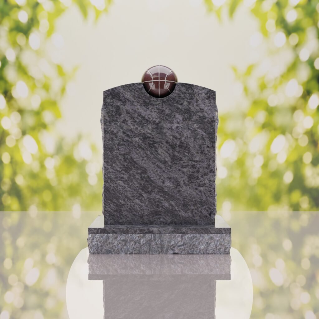 Modern Memorial Headstone with Ball Accent