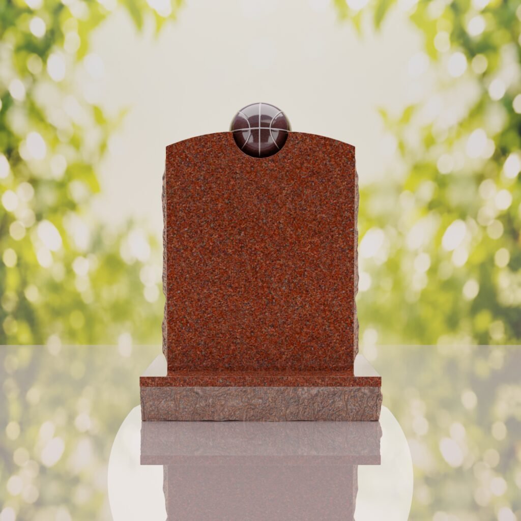 Modern Memorial Headstone with Ball Accent