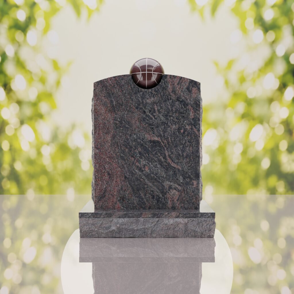 Modern Memorial Headstone with Ball Accent