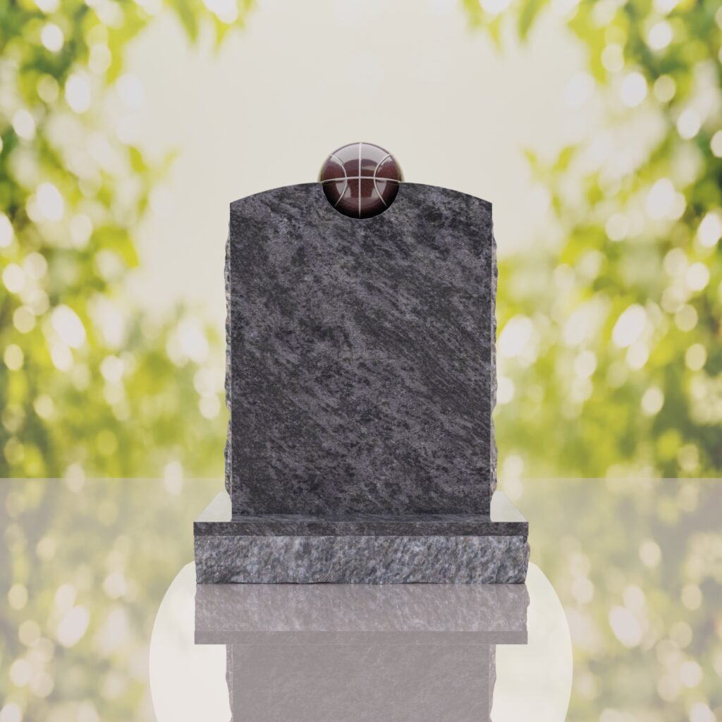 Modern Memorial Headstone with Ball Accent