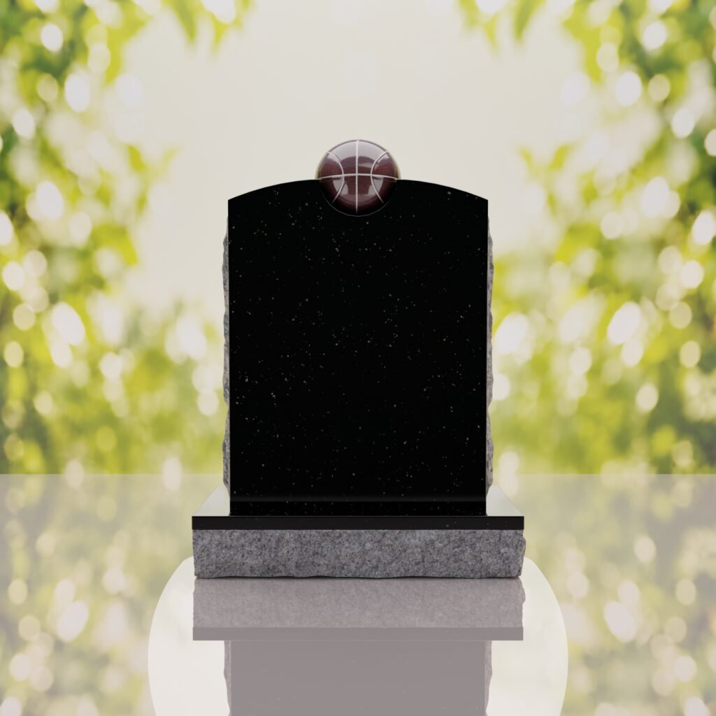 Modern Memorial Headstone with Ball Accent
