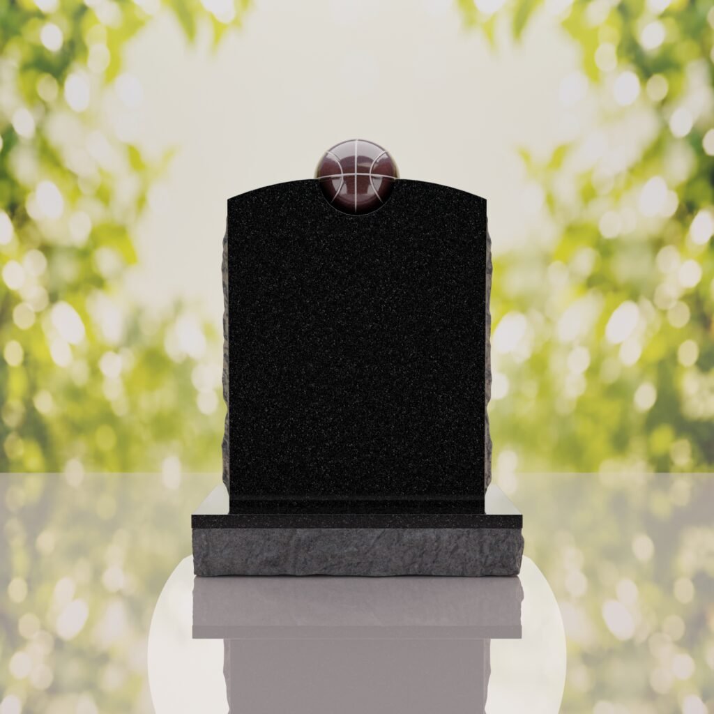 Modern Memorial Headstone with Ball Accent