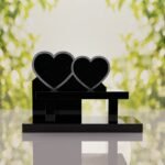 Double Heart Bench Headstone