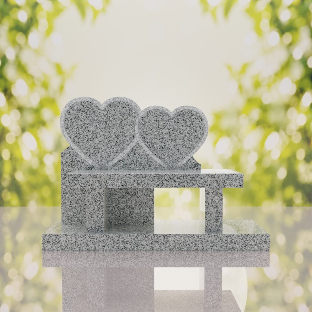 Double Heart Bench Headstone