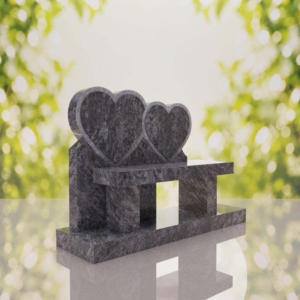 Double Heart Bench Headstone