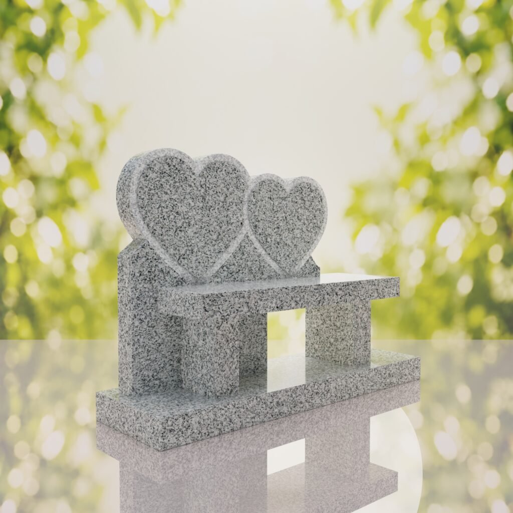 Double Heart Bench Headstone