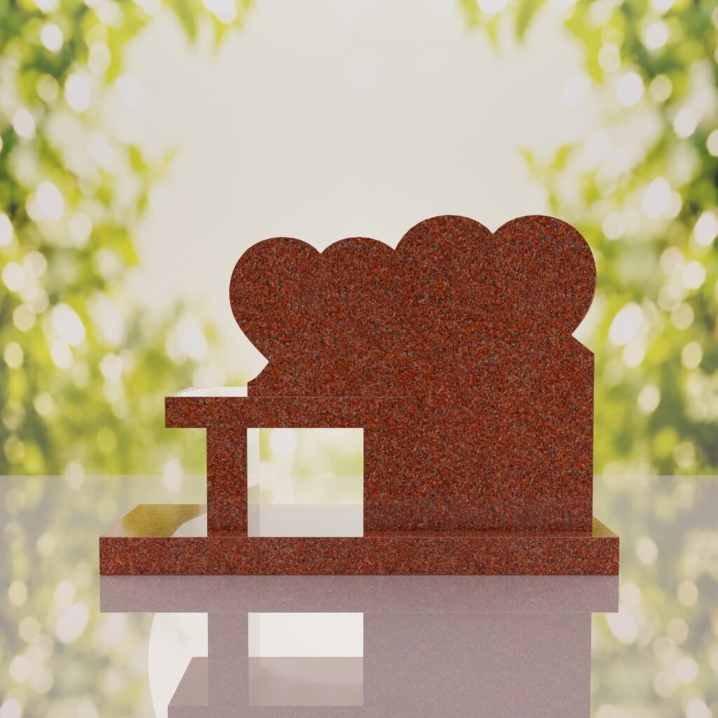 Double Heart Bench Headstone