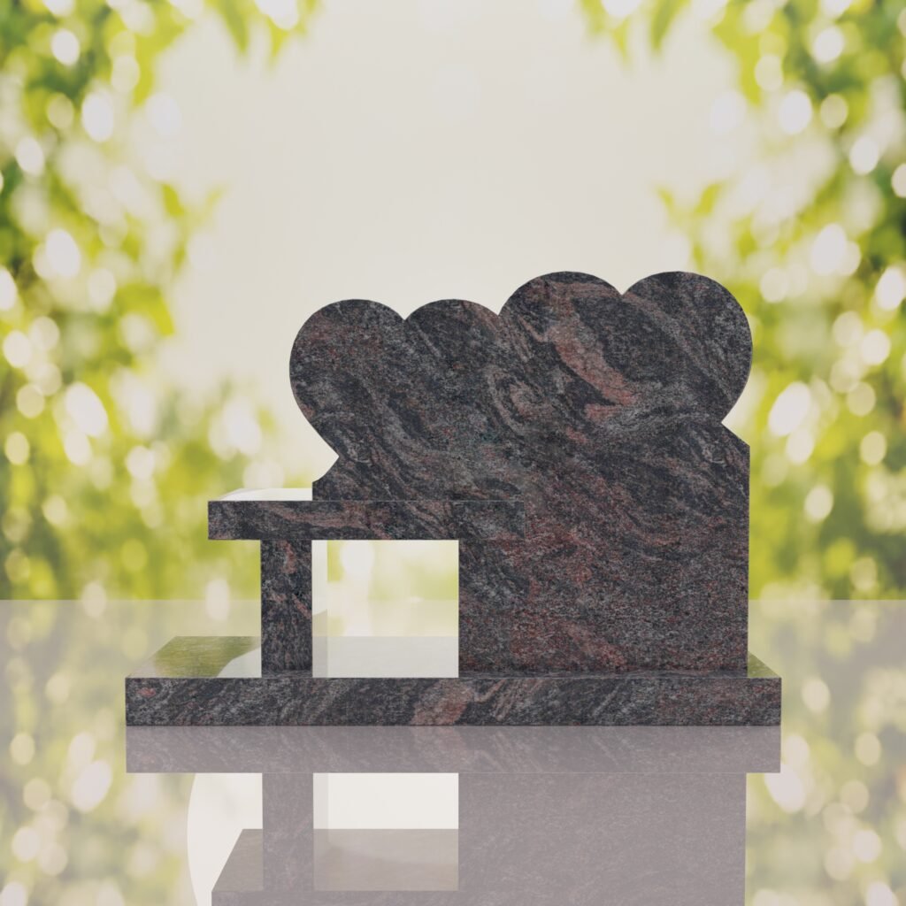 Double Heart Bench Headstone