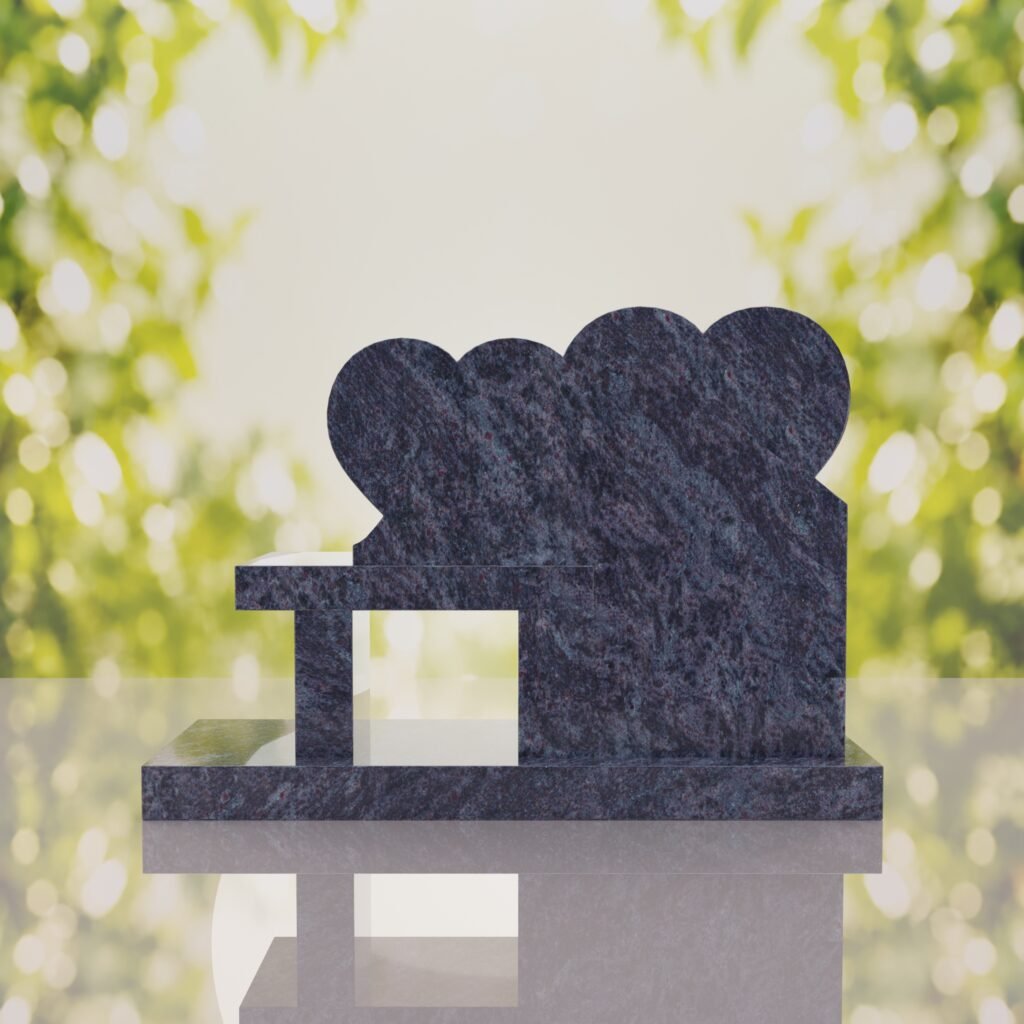 Double Heart Bench Headstone