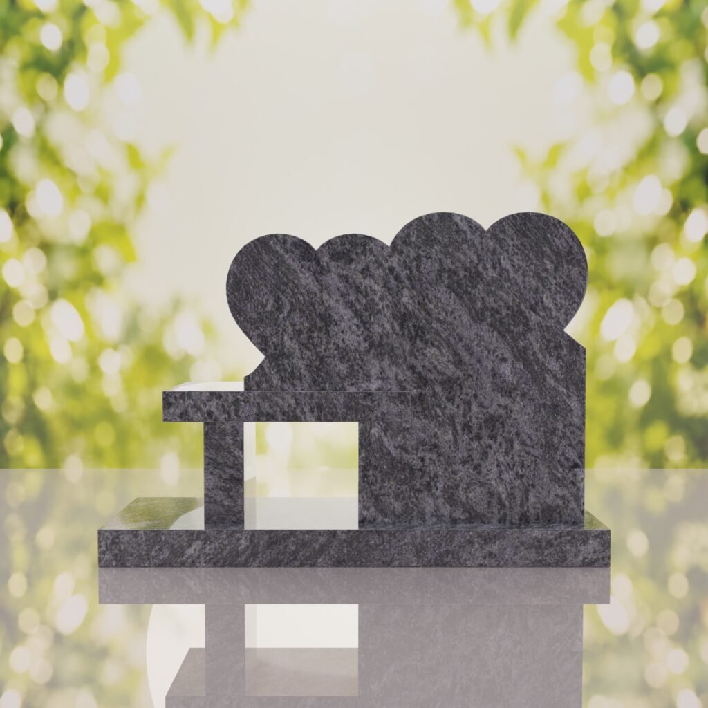 Double Heart Bench Headstone