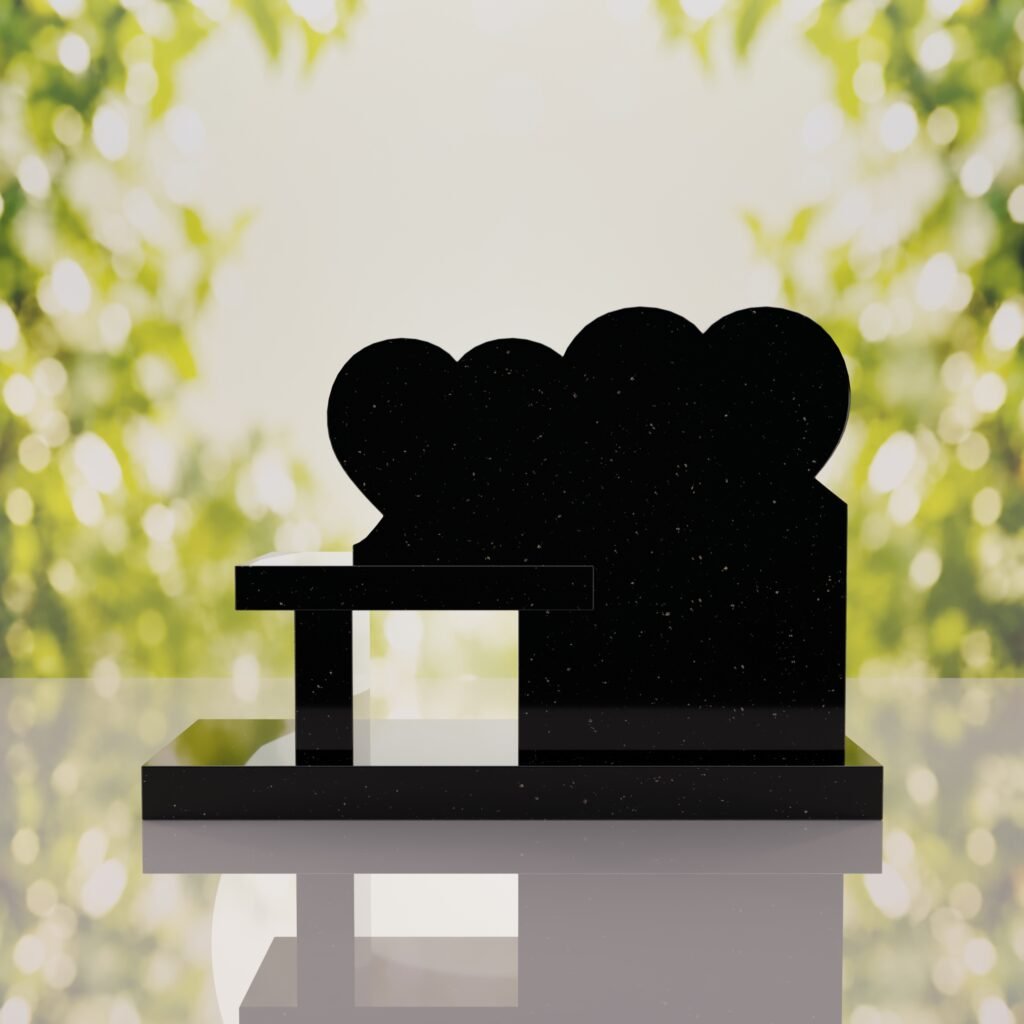 Double Heart Bench Headstone