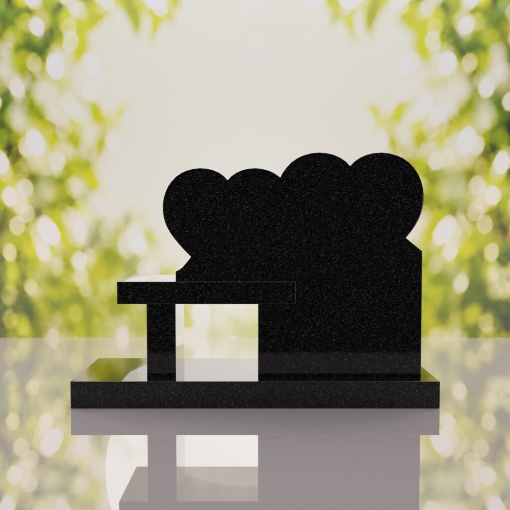 Double Heart Bench Headstone