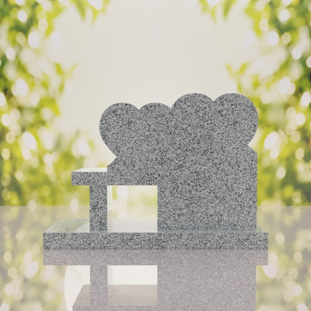 Double Heart Bench Headstone