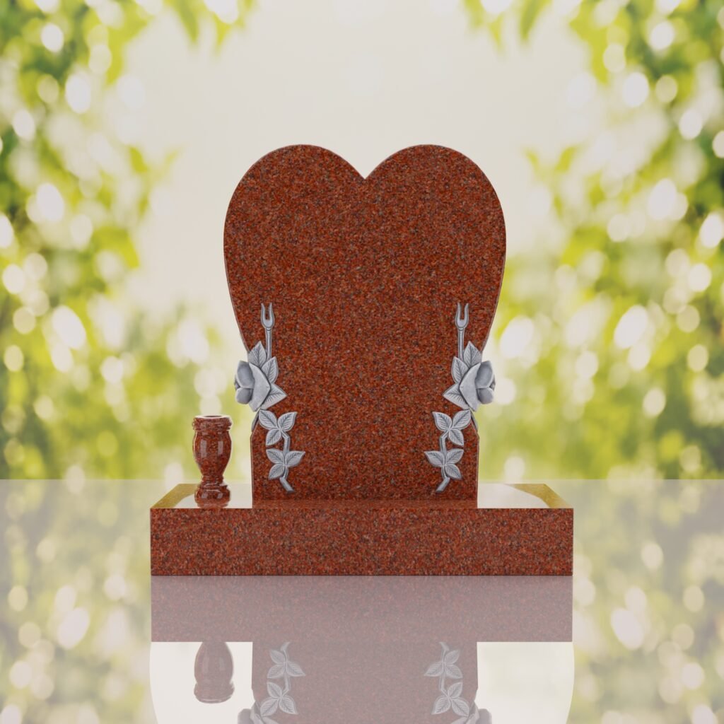 Heart Headstone with Laurel Leaves