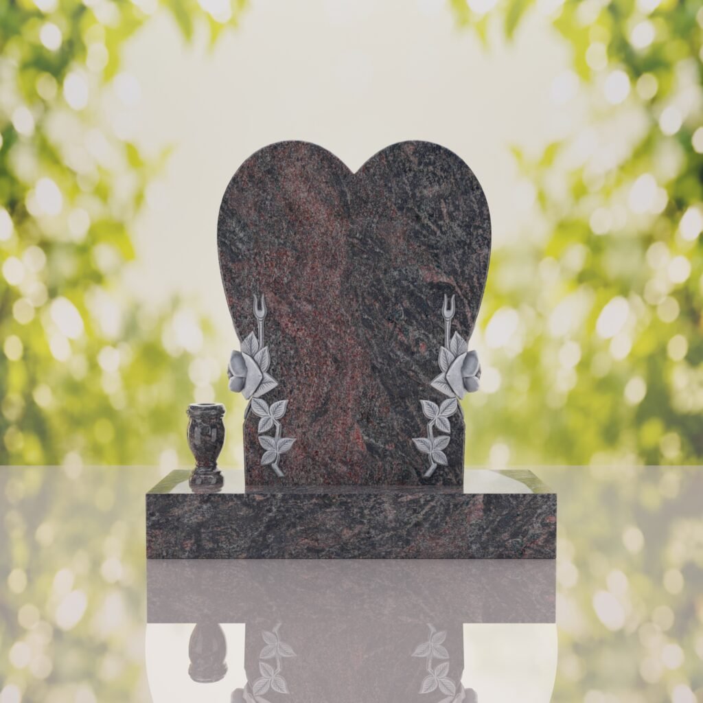 Heart Headstone with Laurel Leaves