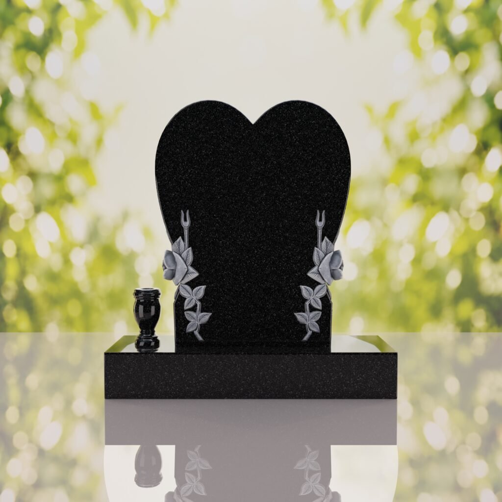 Heart Headstone with Laurel Leaves