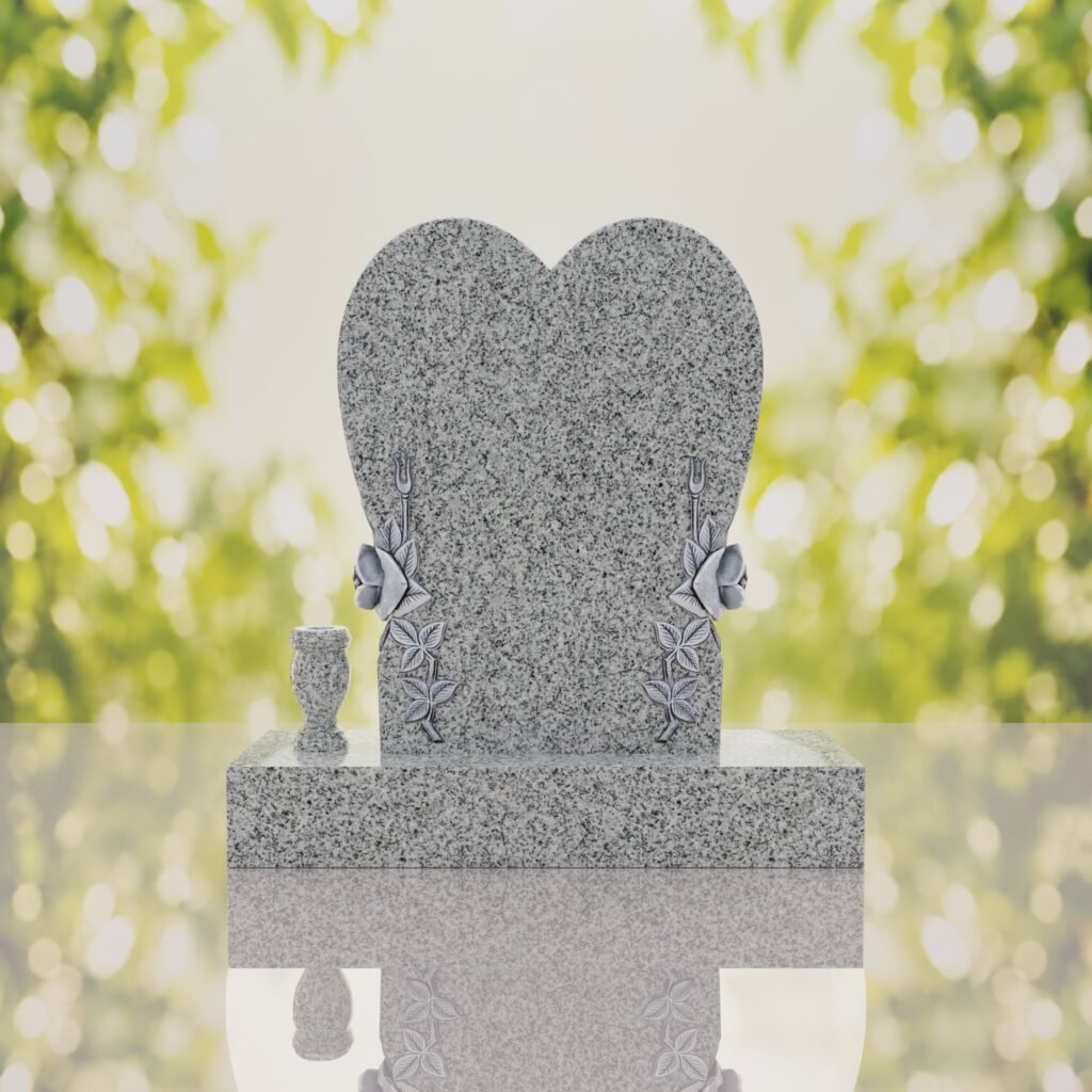 Heart Headstone with Laurel Leaves
