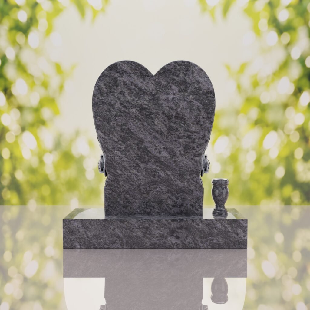 Heart Headstone with Laurel Leaves
