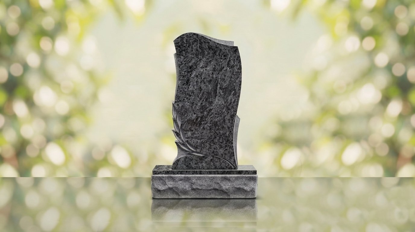 Leaf Carved Upright Headstone – Image 16
