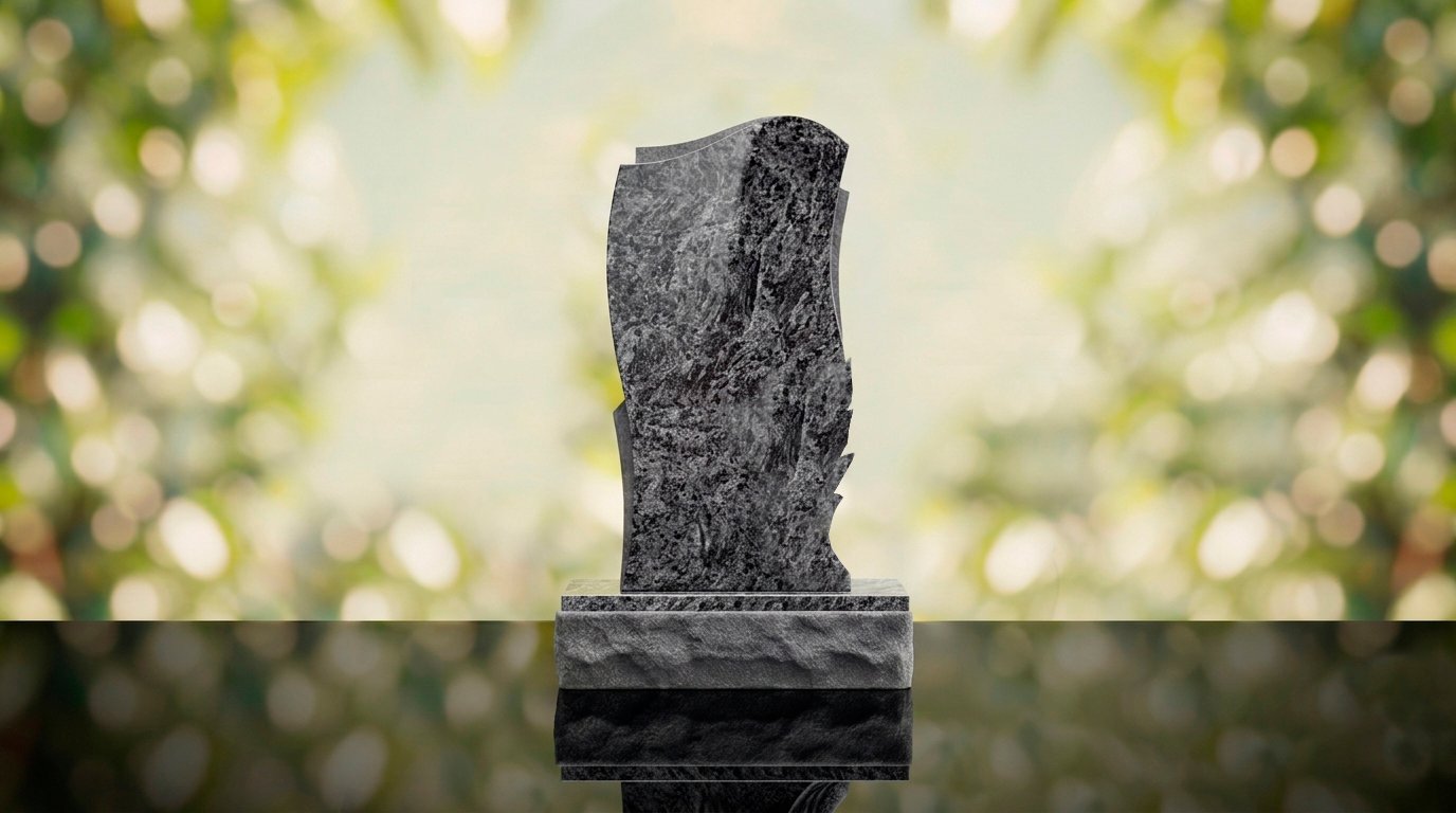 Leaf Carved Upright Headstone – Image 18