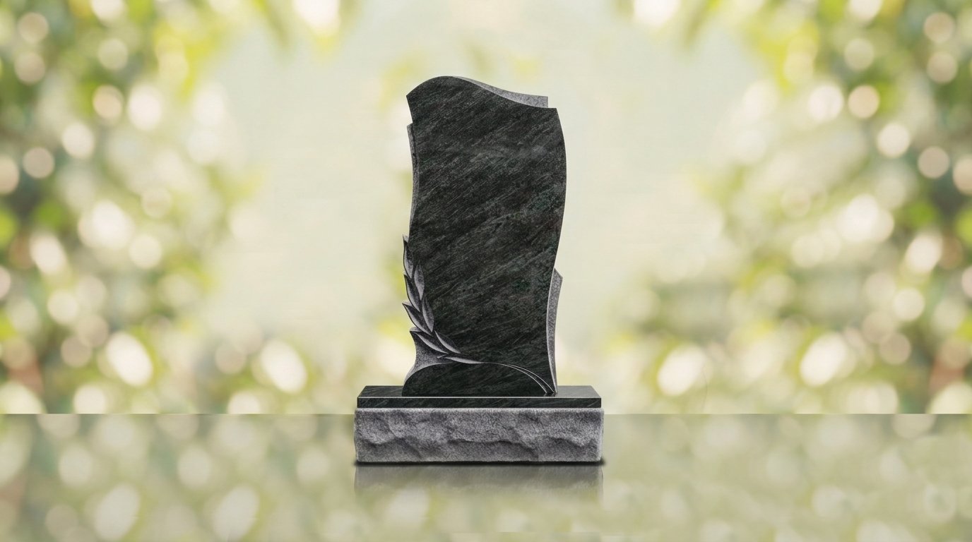 Leaf Carved Upright Headstone – Image 6