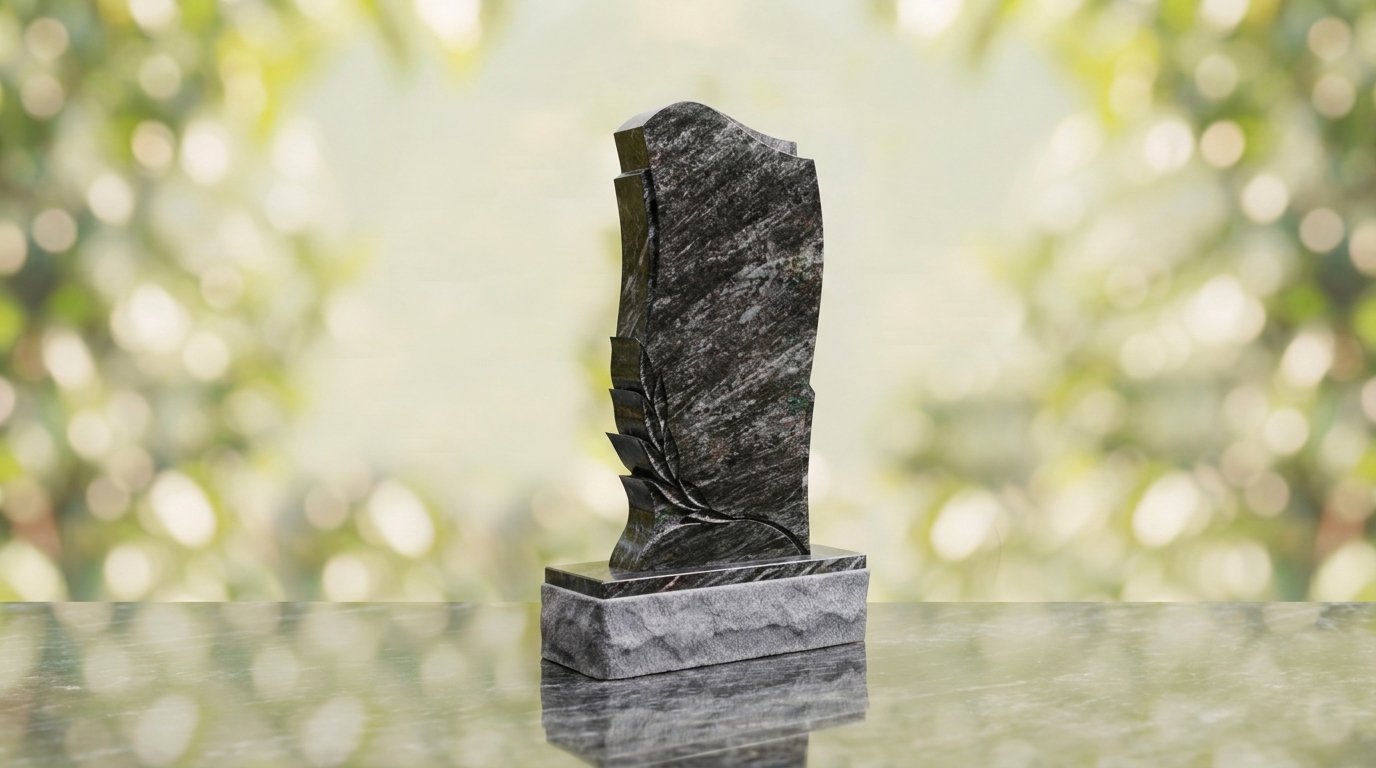 Leaf Carved Upright Headstone – Image 5