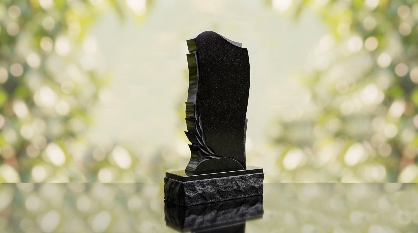 Leaf Carved Upright Headstone – Image 19