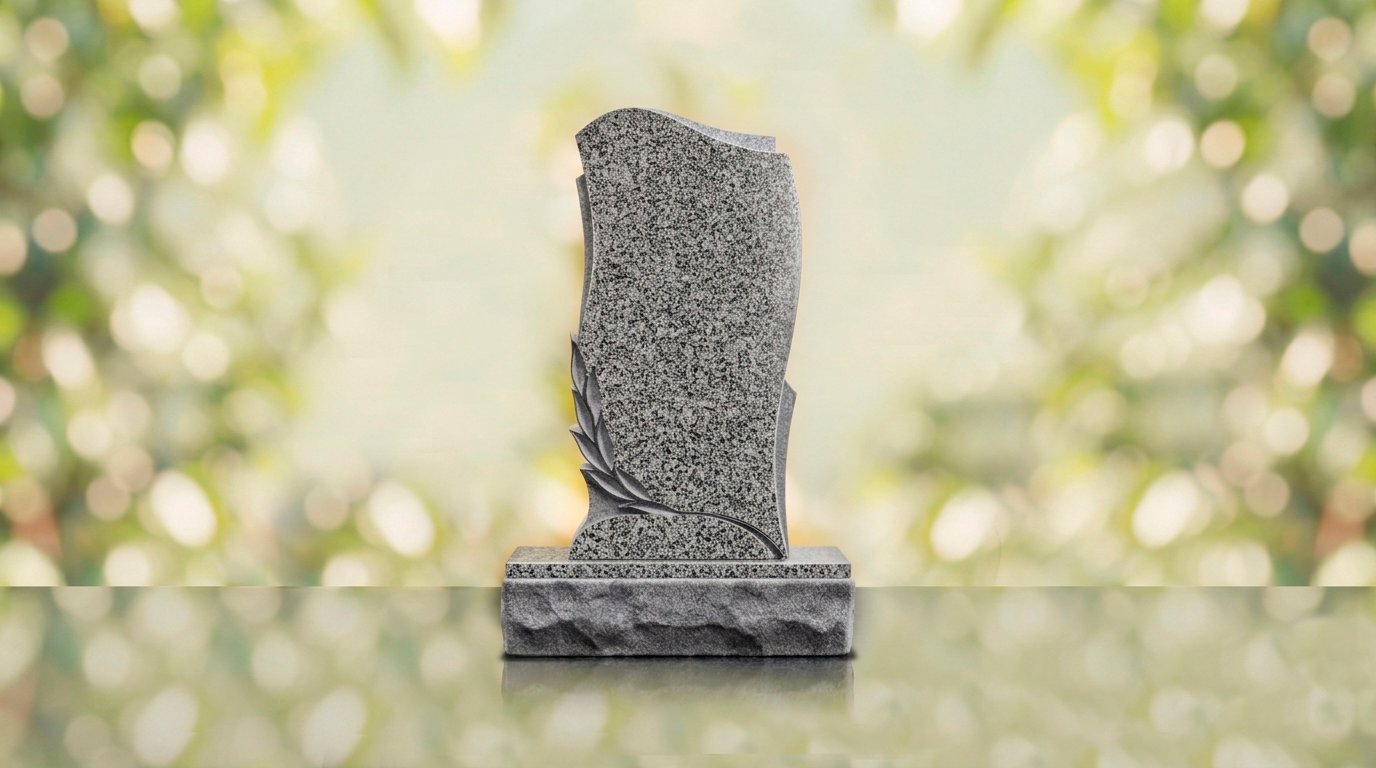 Leaf Carved Upright Headstone – Image 12