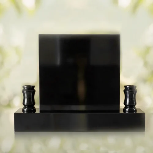 Square Upright Headstone with Vases