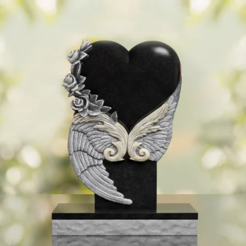 Angel Wings Heart Headstone