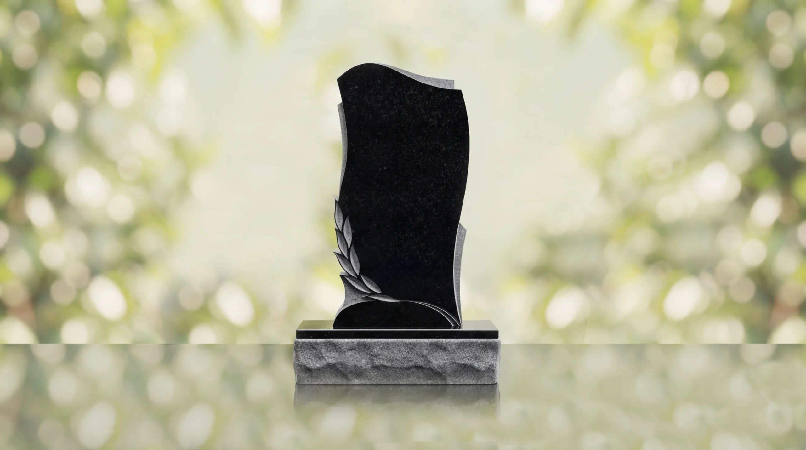 Leaf Carved Upright Headstone – Image 2