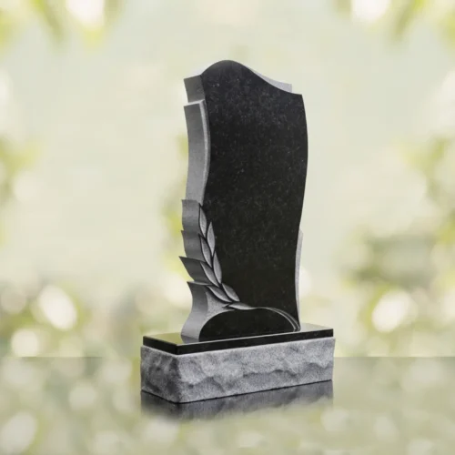Leaf Carved Upright Headstone