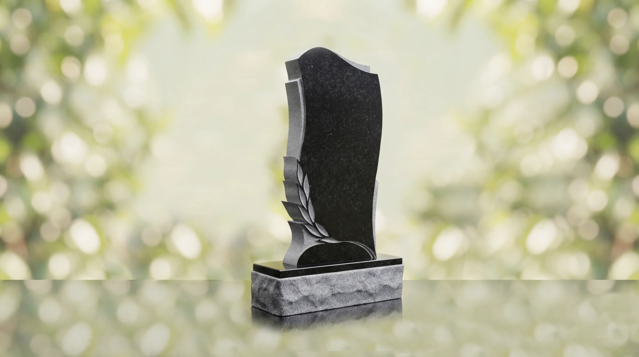 Leaf Carved Upright Headstone