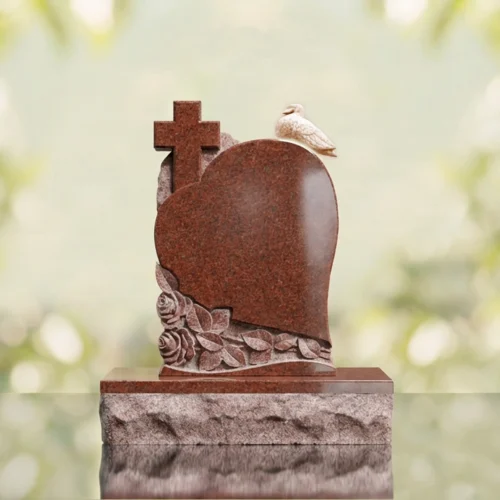 Dove and Cross Heart Headstone