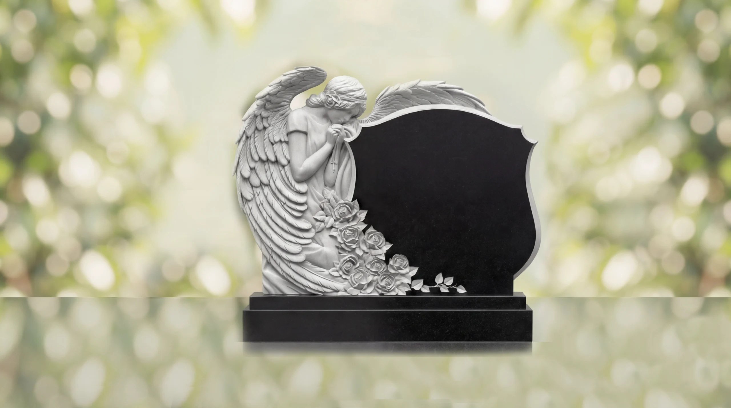 Praying Angel Rose Headstone