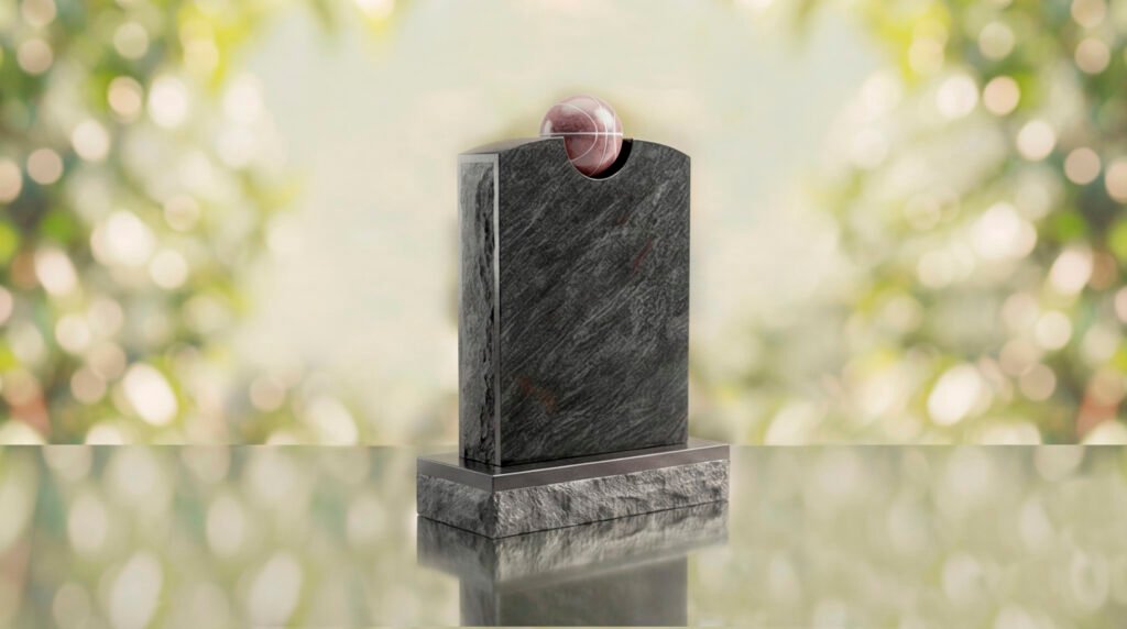 Modern Memorial Headstone with Ball Accent