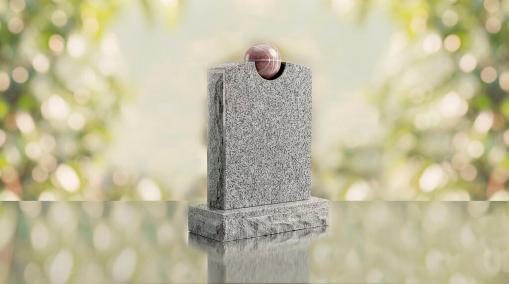 Modern Memorial Headstone with Ball Accent