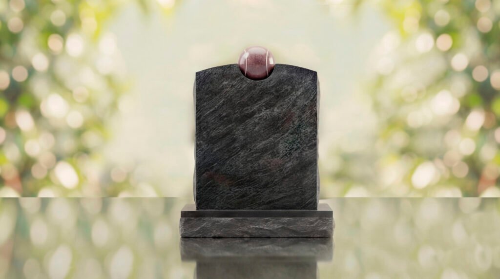 Modern Memorial Headstone with Ball Accent