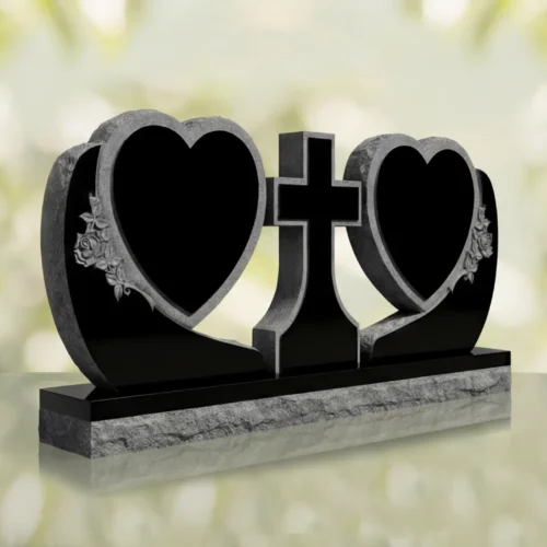 Heart Companion Headstone with Cross