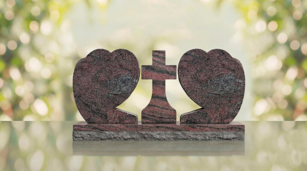 Heart Companion Headstone with Cross